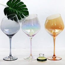 New multicolor customized eco-friendly round restaurant kitchen clear goblet glass wine glasses with egg package